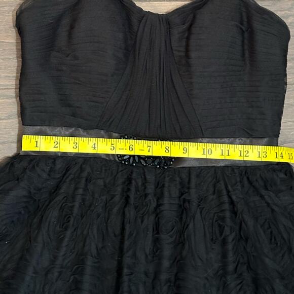 Cache Black Pleat Bodice Rosette Ball Gown Formal Dress Size 8 - Picture 10 of 12